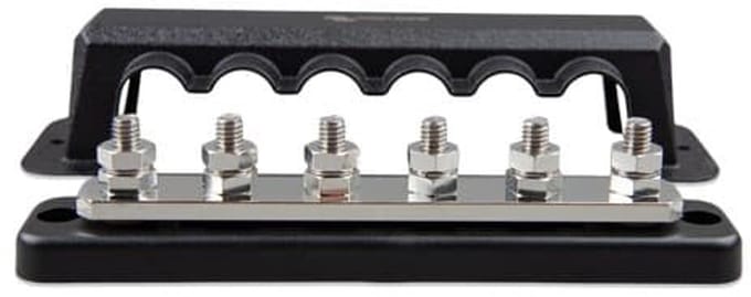 DC Verdeelrail 250A 6x M8 met ABS kap
