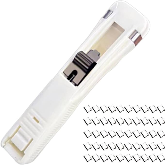 Herbruikbare Nietmachine - Papier Organizer - Documenten Nieten - Afneembare Klemmen - 13 x 5 x 4 cm - Wit