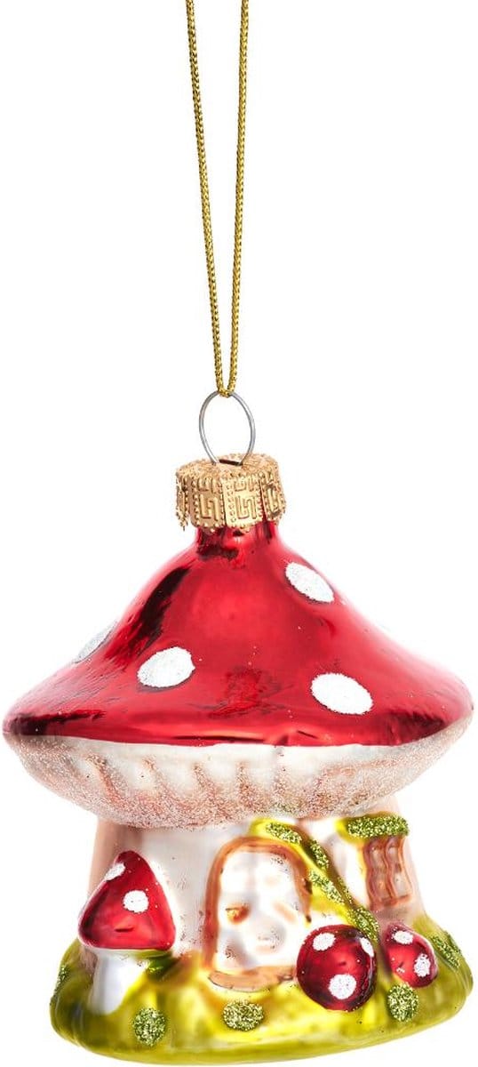 Paddenstoel kabouterhuisje kerstbal - Sass & Belle