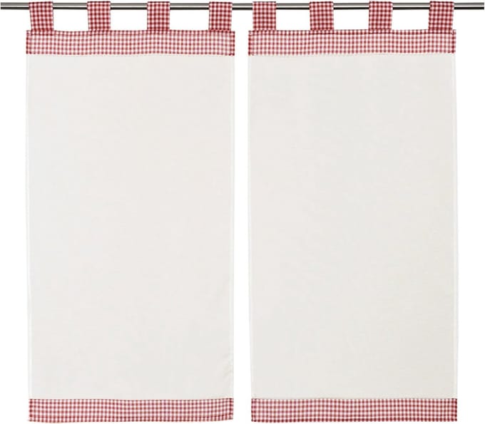 Torchon 0230/6/90162/453 gordijn, geruit, rood, 2 stuks, 70X160