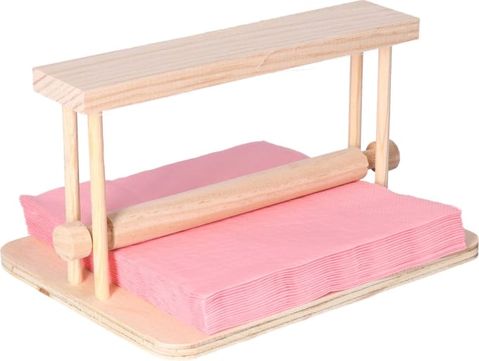 CM Servettenhouder - Rechthoek - hout - naturel - 21 x 17 x 12 cm