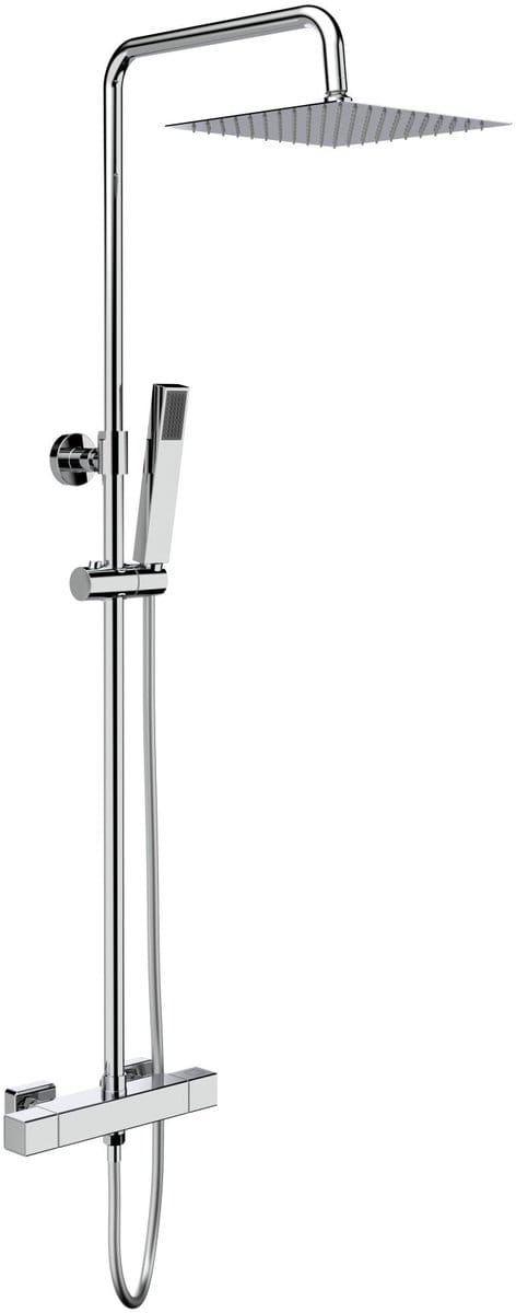SaniGate Optima Quadro Regendoucheset – Thermostatisch – Chroom – Cool Touch – Opbouw Douche – Inclusief Handdouche