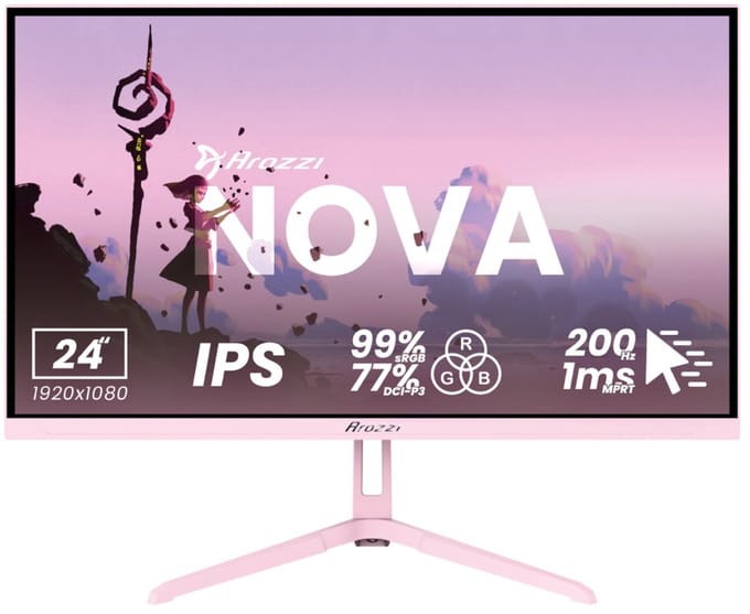 Arozzi Nova 24" Gaming Monitor - Full HD IPS - 200Hz - Roze