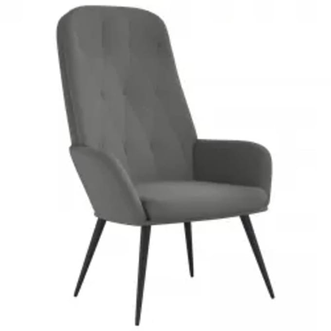 vidaXL - Relaxstoel - met - voetenbank - fluweel - donkergrijs