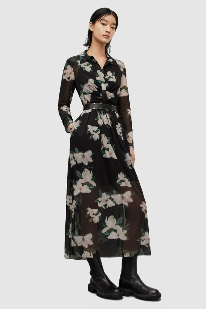 AllSaints Kelda Alessandra Dre Black Maat: 6 | Maxi Jurken Outlet | Dames | Zwart