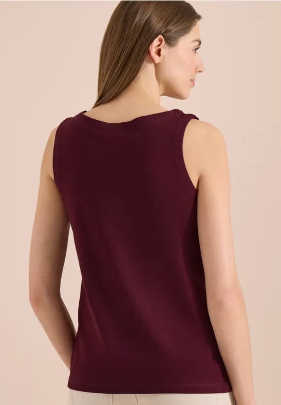 Top met gespleten hals in effen kleur
