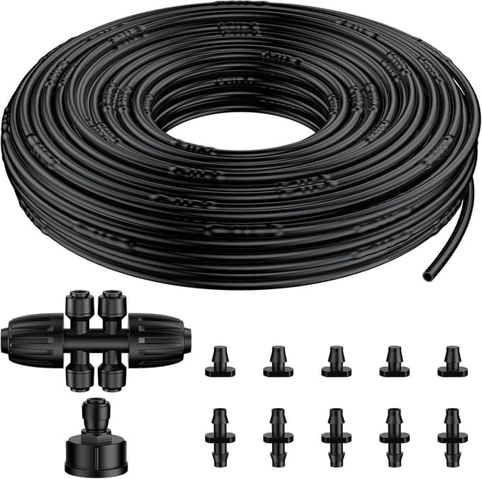 Druppelirrigatieslang 30m PE met 15cm Afstand - Complete Set met 12 Accessoires