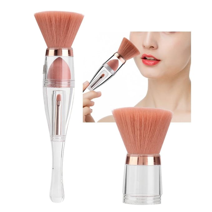 3-in-1 Multifunctionele Cosmetische Kwast Foundation Poeder Concealer Oog Lip Kwast Make-up Tool white