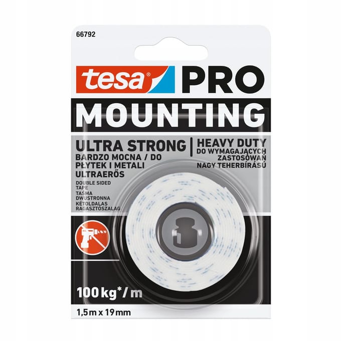 Tesa PRO Montageband Ultra Sterk 19mm x 1,5m - Zware Belasting
