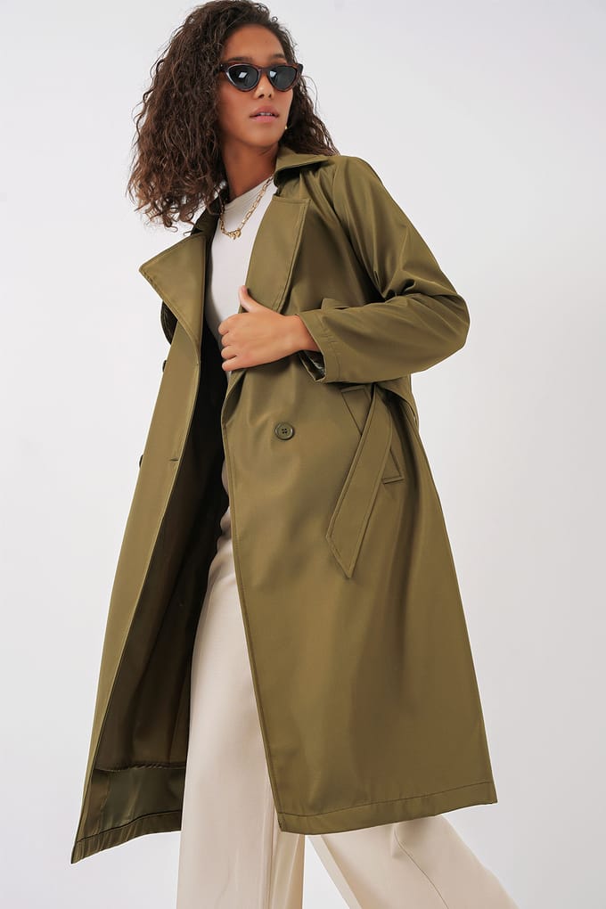 Dubbelbreasted Lange Trenchcoat