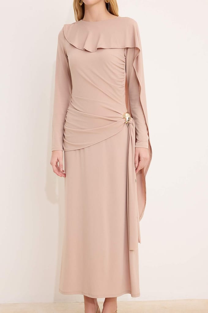 Damesjurk, bruin, plat, maxi, lang, chic/nacht, bodycon, hijab