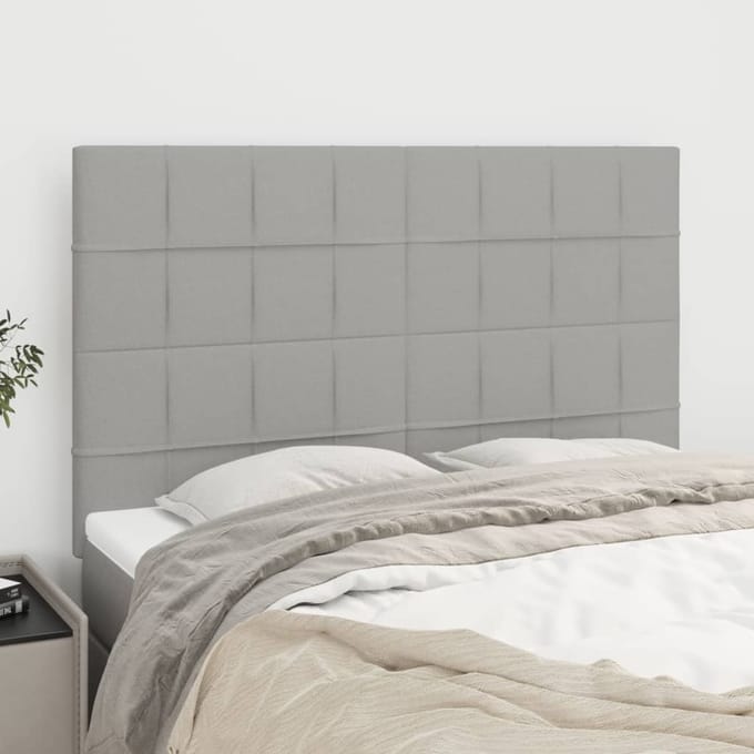 vidaXL - Hoofdbord - lichtgrijs - 144x5x118/128 - cm - stof