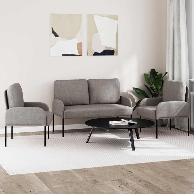 vidaXL Sofa-Sets 3 st Taupe Multiplex