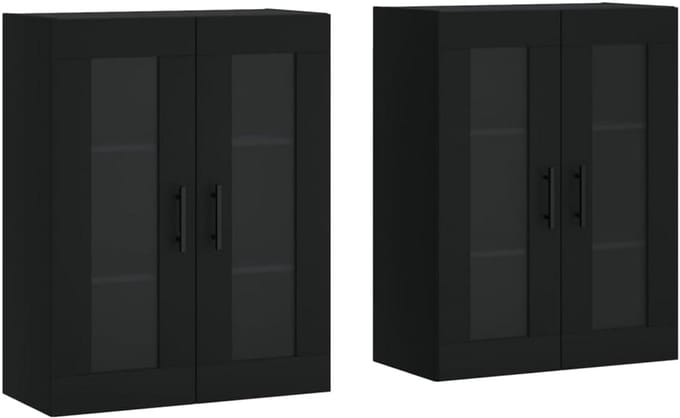 vidaXL Hanging cabinets 2 pcs processed wood black