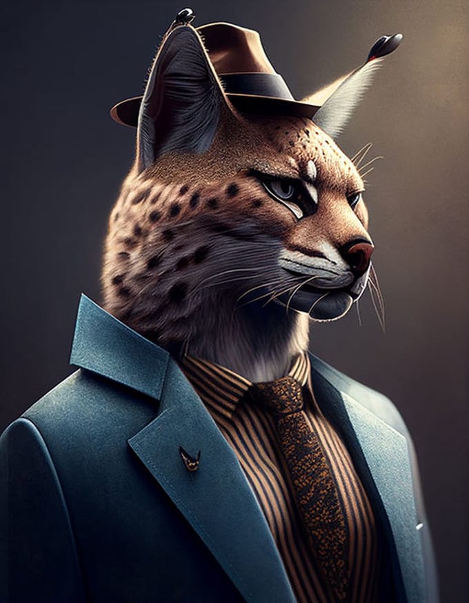 AI - Woondecoratie - Poster - Dieren - Kat - Pak - 35 - 60 x 80 cm