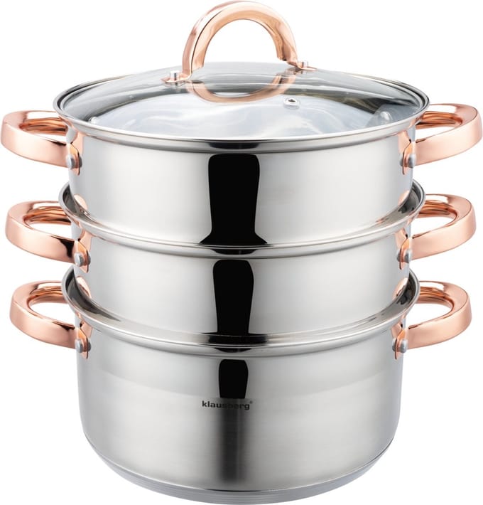 Klausberg 7732 - stoompan - 4 delig - 22 cm - rvs - alle warmtebronnen