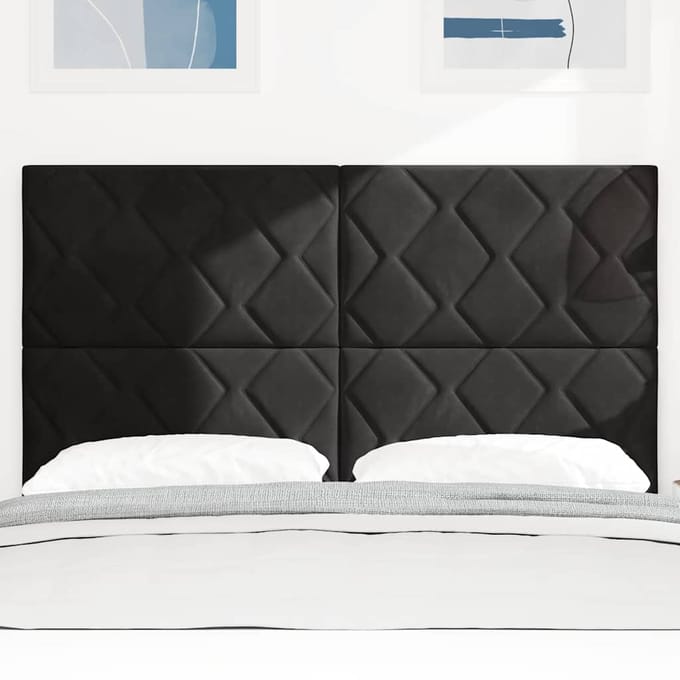 vidaXL - Hoofdbord - Zwart - 144 - cm - Fluweel