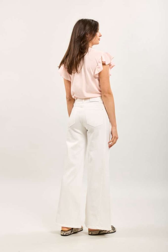 Toxik3 - 5 Button wide leg gebroken wit