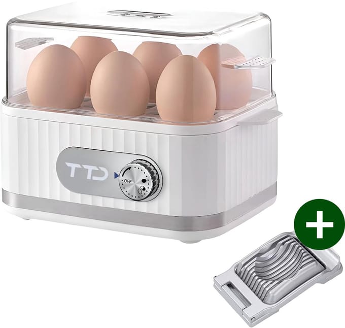 TTD RVS eiersnijder - Eierslicer met aluminium snijdraad - Voor gelijkmatige plakjes gekookt ei - Roestvrij staal - Grijs