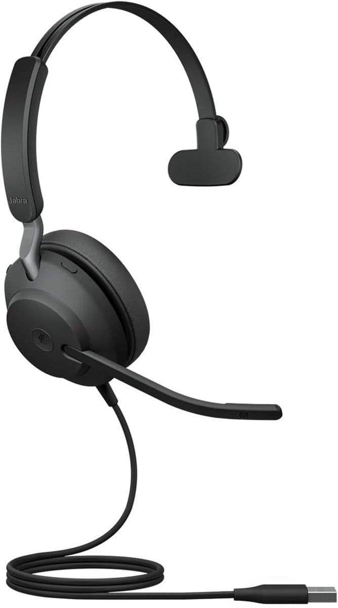 Bedrade noise cancelling mono headset met 3-microfoontechnologie en USB-A kabel - Geschikt voor Zoom en Google Meet