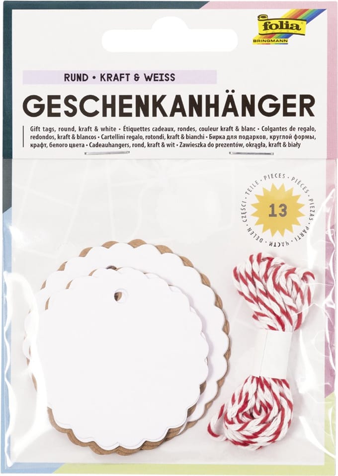 Cadeau-labels lang, naturel & wit, inclusief koord