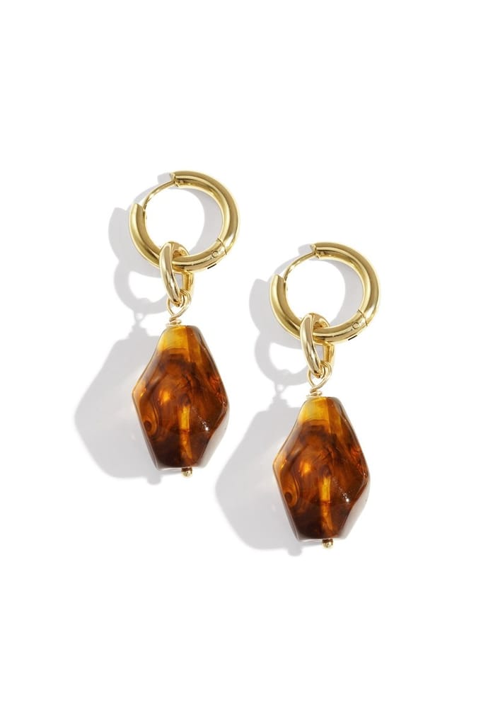 Oorbellen brown gold - chique bruin - waterproof - kadotip