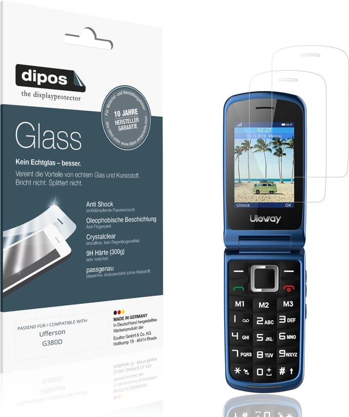 dipos – 2x Pantserfolie geschikt voor Ufferson G380D | 9H Screenprotector