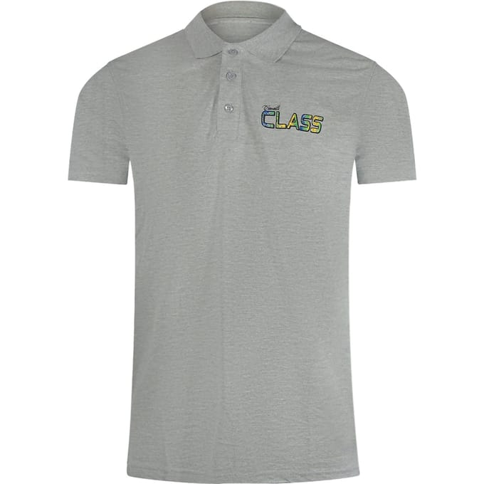 Cavalli Class Levendig Bloemenlogo Grijs Poloshirt