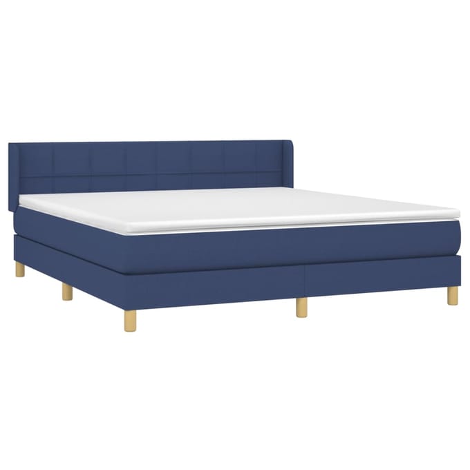 vidaXL - Boxspring - met - matras - stof - blauw - 180x200 - cm