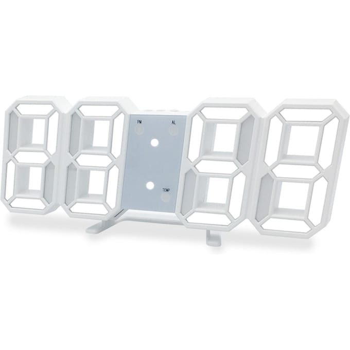 Digitale wekker 3D LED digitale wandklok Tijd Datum Temperatuur Display Helderheid instelbaar wit