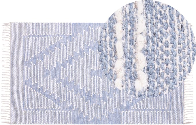 ANSAR - Laagpolig vloerkleed - Gebroken wit - 80 x 150 cm - Katoen