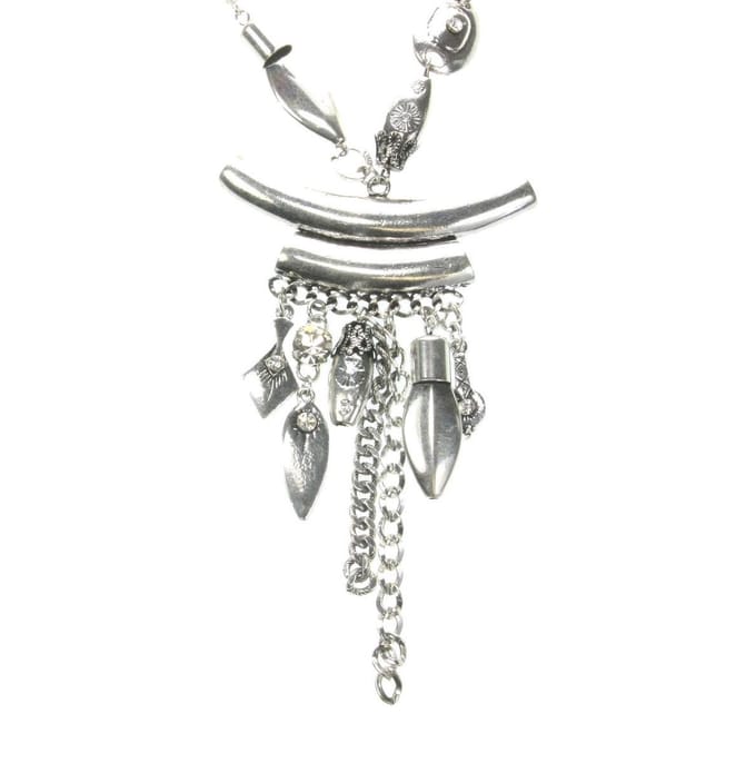 Behave - Ketting Tibetaans Zilver met Steentjes - 43 cm