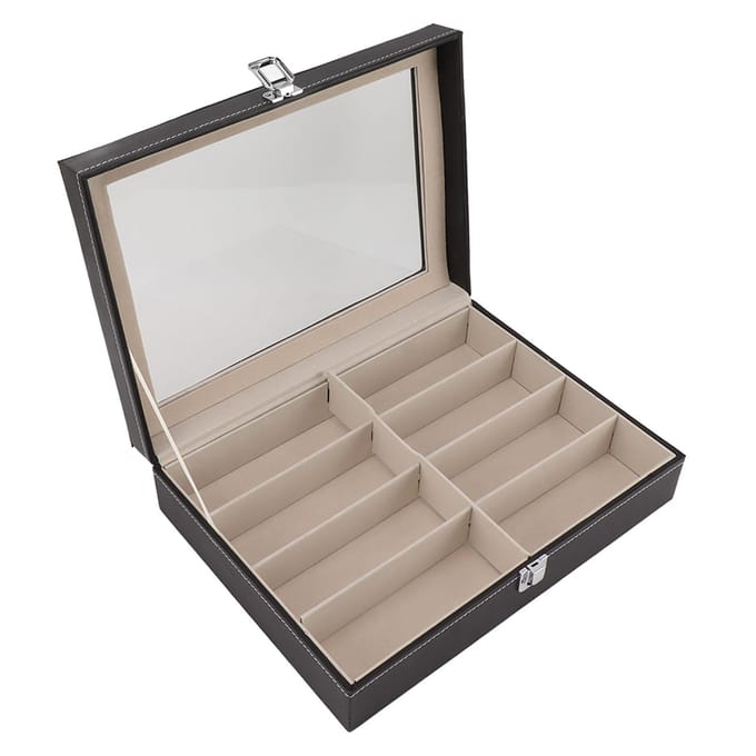 Brillendisplaykoffer PU-leer Multifunctioneel Meerdere Vakken Zonnebril Opberg Houder gray