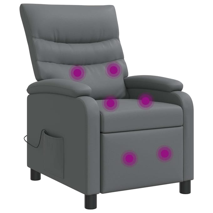 vidaXL - Massage - Relaxstoel - Grijs - Kunstleer