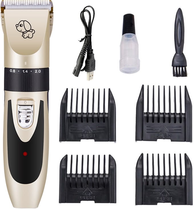 Silent Bonttrimmer voor Hond/hondentrimmer met accessoires Goud/Zwart