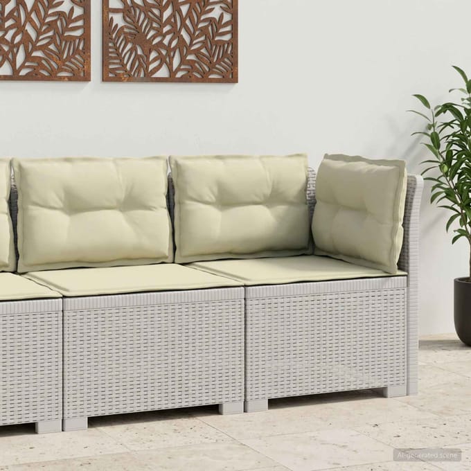 vidaXL - Eén-zits - Tuin - Sofa - met - Kussens - Rieten - Look - PP - Wit