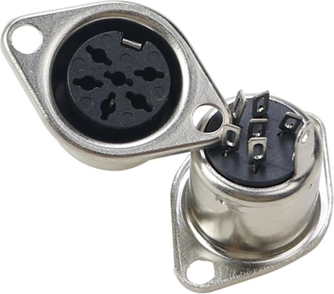 DIN-connector 6pin Female paneelmontage