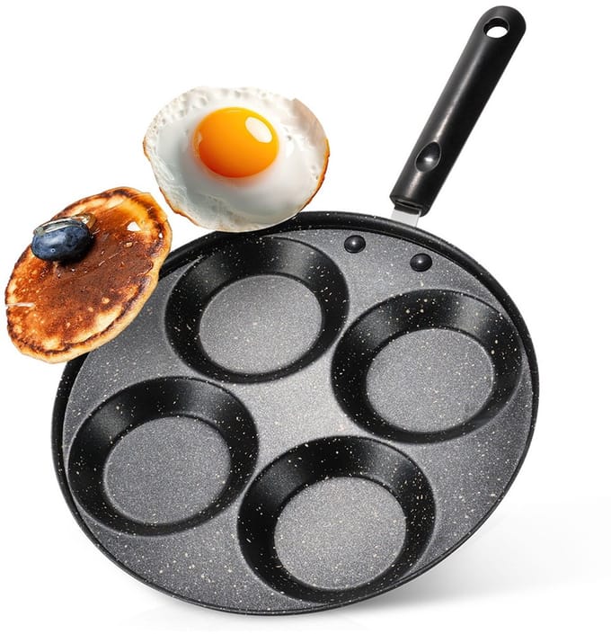 Eierpan Graniet 4 Gaten 24 cm - Omeletpan - Egg Koekenpan - Pannenkoekenpan - Pancake