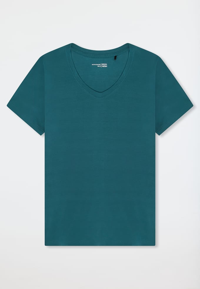 Shirt met korte mouwen en v-hals, groen - Mix+ Relax 34