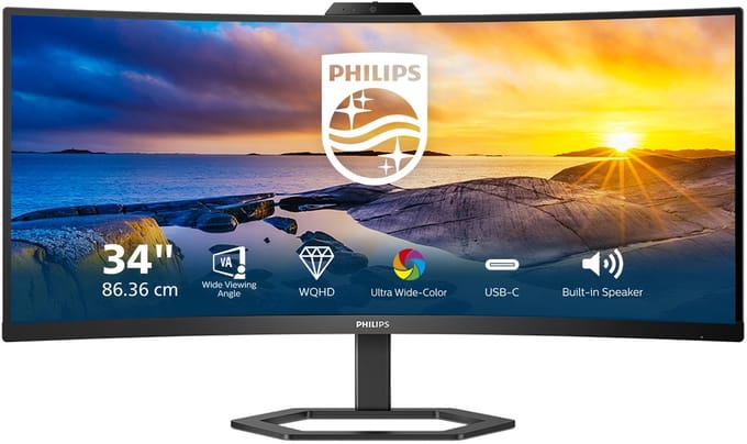 Philips 34E1C5600HE/00 LED-monitor Energielabel G (A - G) 86.4 cm (34 inch) 3440 x 1440 Pixel 21:9 4 ms HDMI, DisplayPort, USB-C VA LCD
