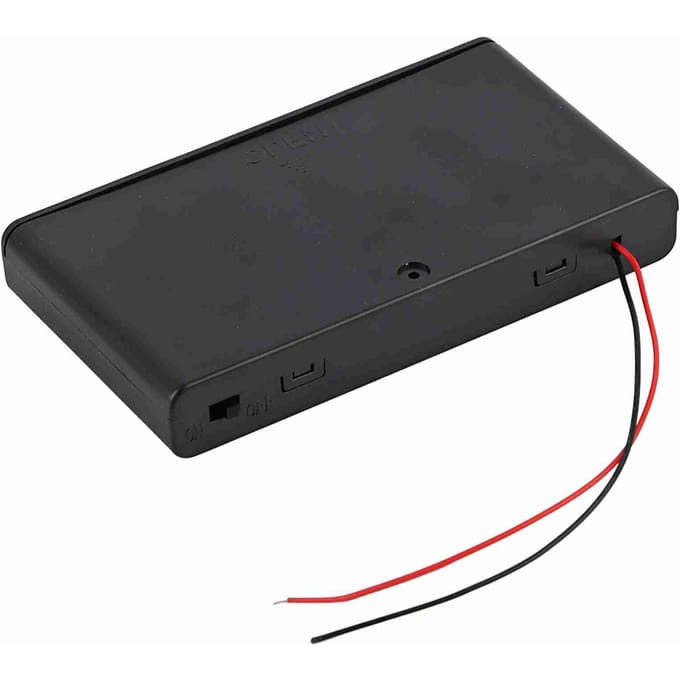 Draagbare 8 stuks AA Batterijhouder Batterij Opbergdoos met Deksel & Aan/Uit Schakelaar black
