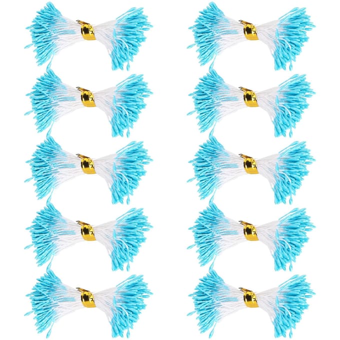900 Pièces Étamines Perle Bleu Double Extrémité Cœur de Fleur Gypse Artificiel Fabrication de Bouquet blue
