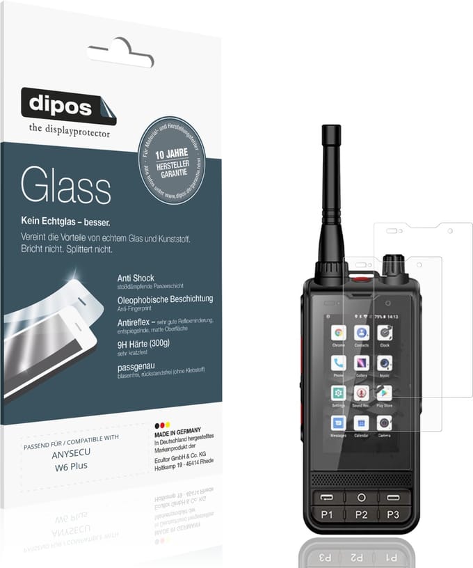 dipos – 2x Matte Pantserfolie geschikt voor ANYSECU W6 Plus | 9H Screenprotector