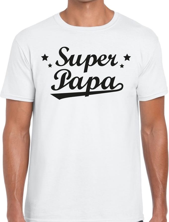 Super papa t-shirt wit voor heren - wit super papa cadeaushirt - vaderdag shirt S