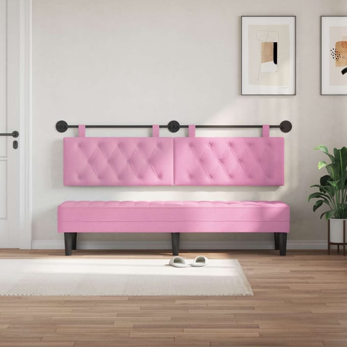 vidaXL - Hangend - hoofdbord - Roze - Stof