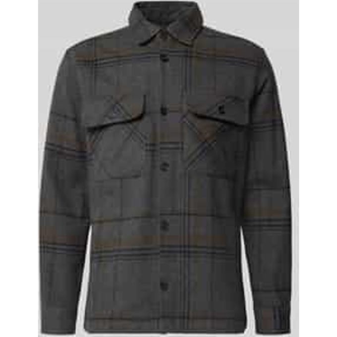Jack & Jones Overhemd Jprrayle Melange Check L/s Overshir 12286804 Dark Grey Mannen Maat - M