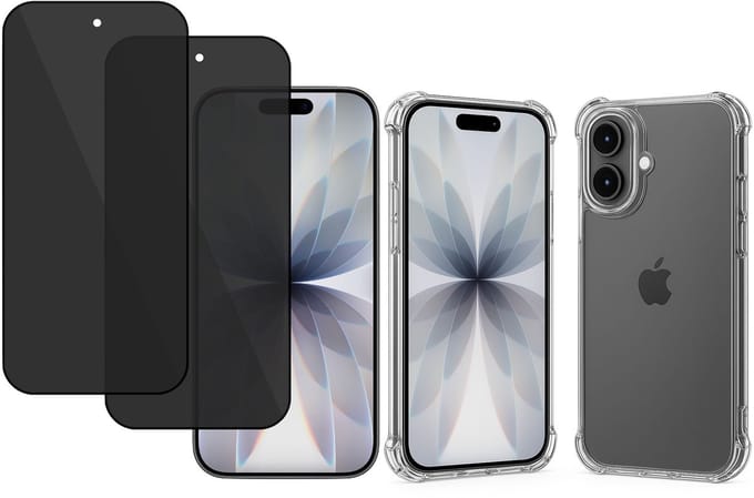 TechNow Hoesje + 2x Privé Screenprotector geschikt voor iPhone 17 Hoesje Screenprotector - Privacy Tempered Glass - Case Transparant