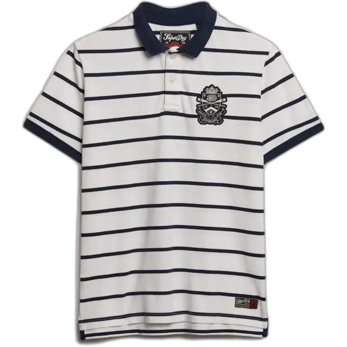 Superdry Crest Stripe Korte Mouw Poloshirt Wit L Man