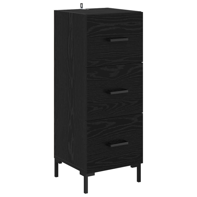 vidaXL - Dressoir - Zwart - Eiken - 34,5 - x - 34 - x - 90 - cm - Bewerkt - hout