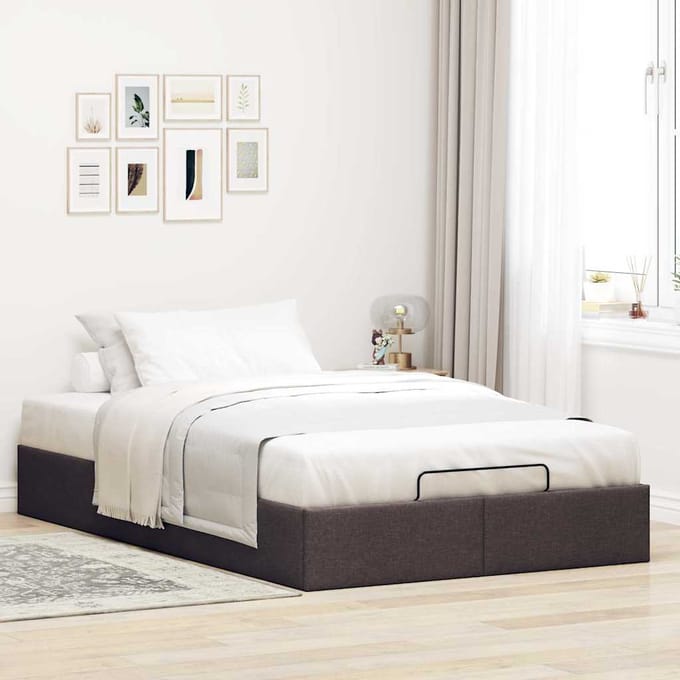vidaXL - Bedframe - zonder - matras - 120x200 - cm - stof - donkerbruin